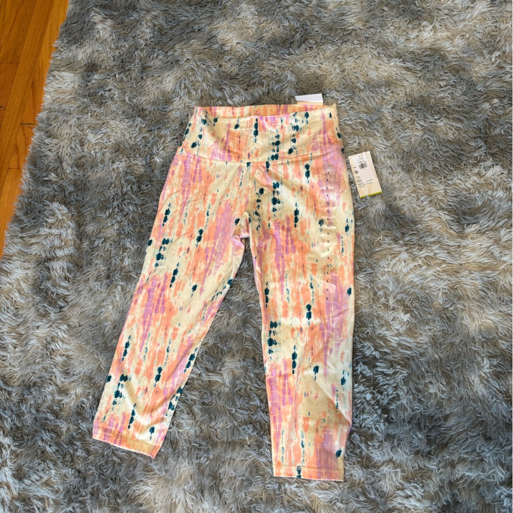 Old Navy Abstract Patterned Leggings - Pink, Cream, Teal